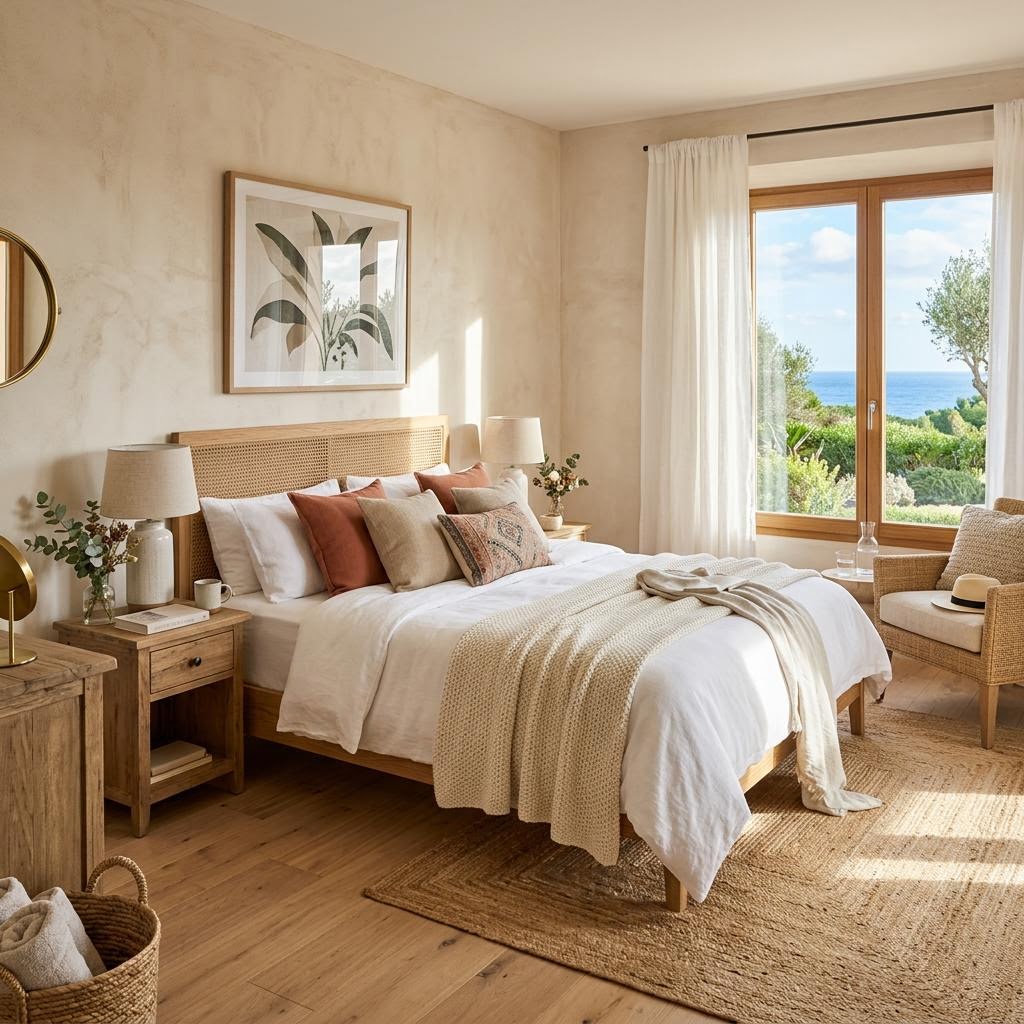 The same bedroom listing photo after enhancement: corrected lighting, color, and clarity